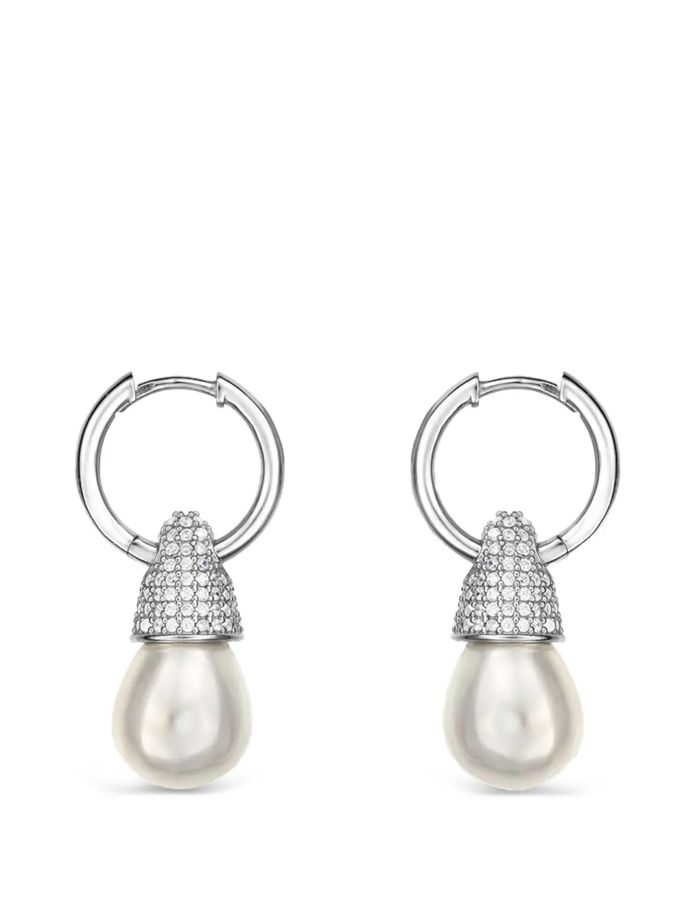 OBSIDIAN pearl sterling silver earrings - Argento