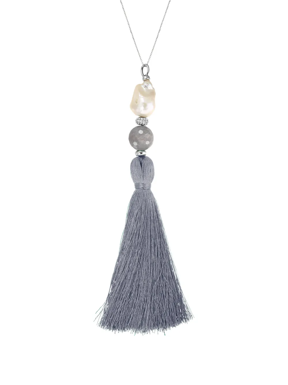 OBSIDIAN tassel necklace - Argento