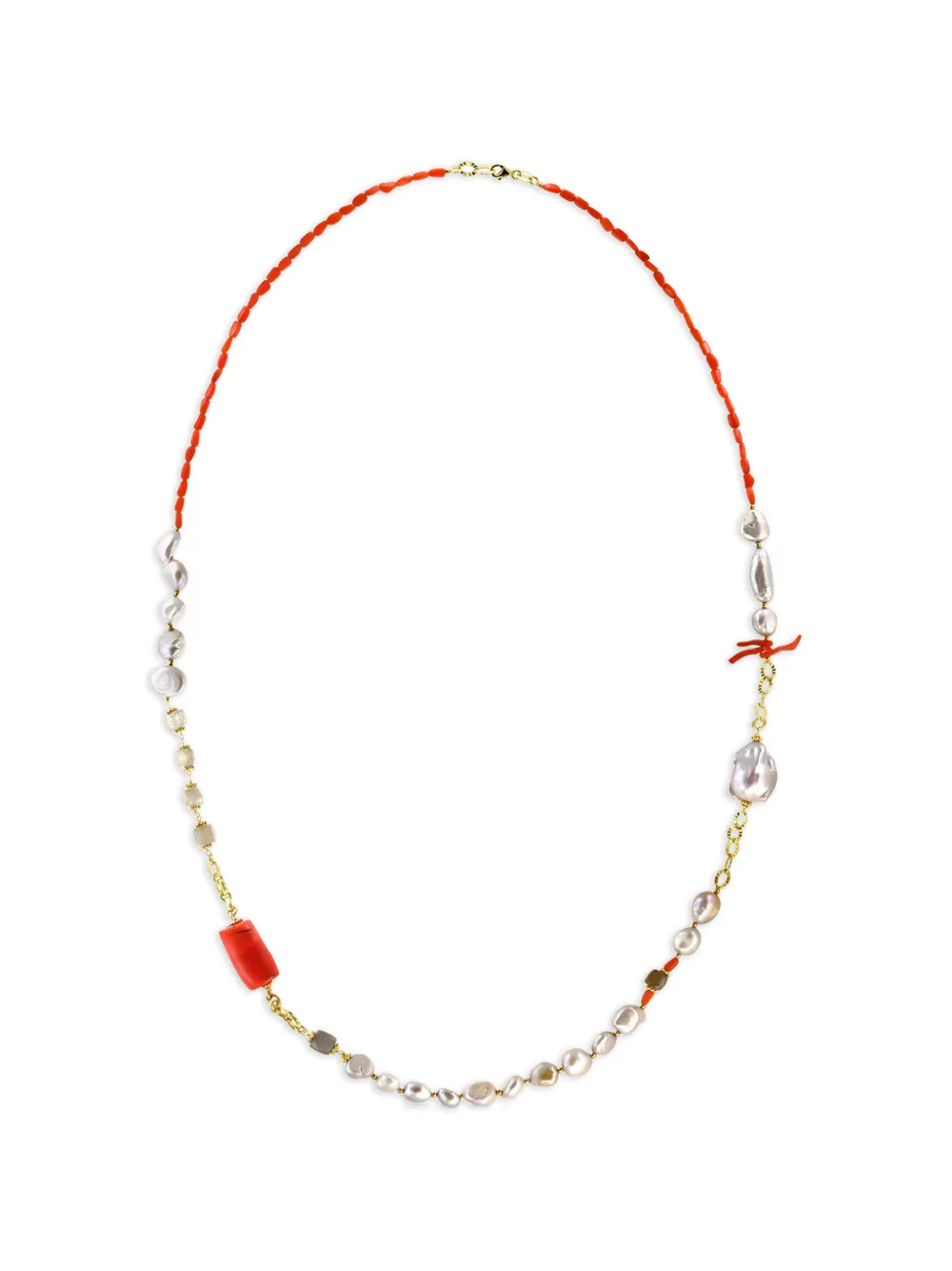 OBSIDIAN silver pearl necklace - Oro