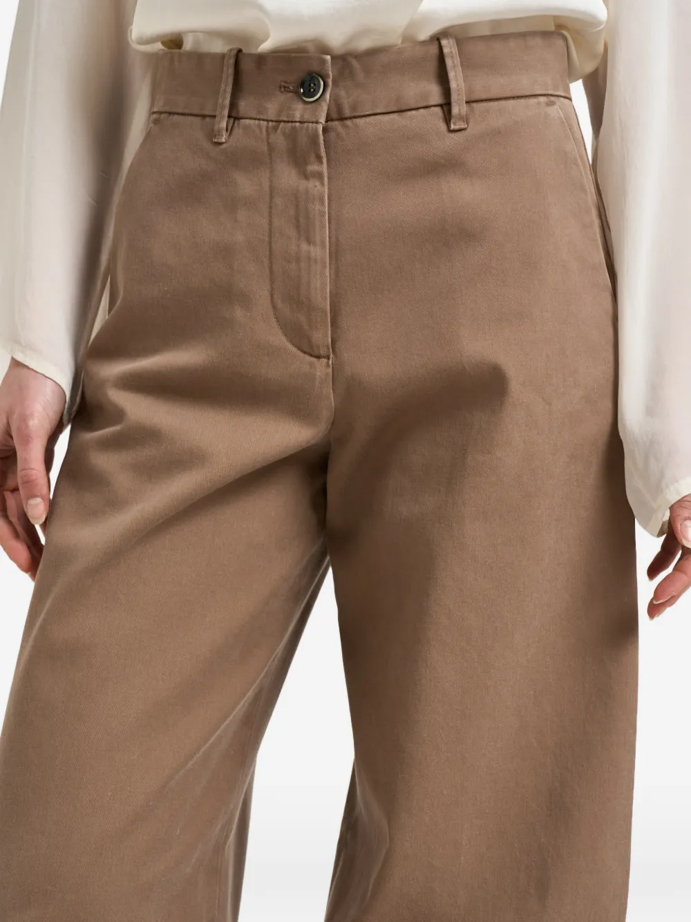 Nine In The Morning Broek met wijde pijpen Beige