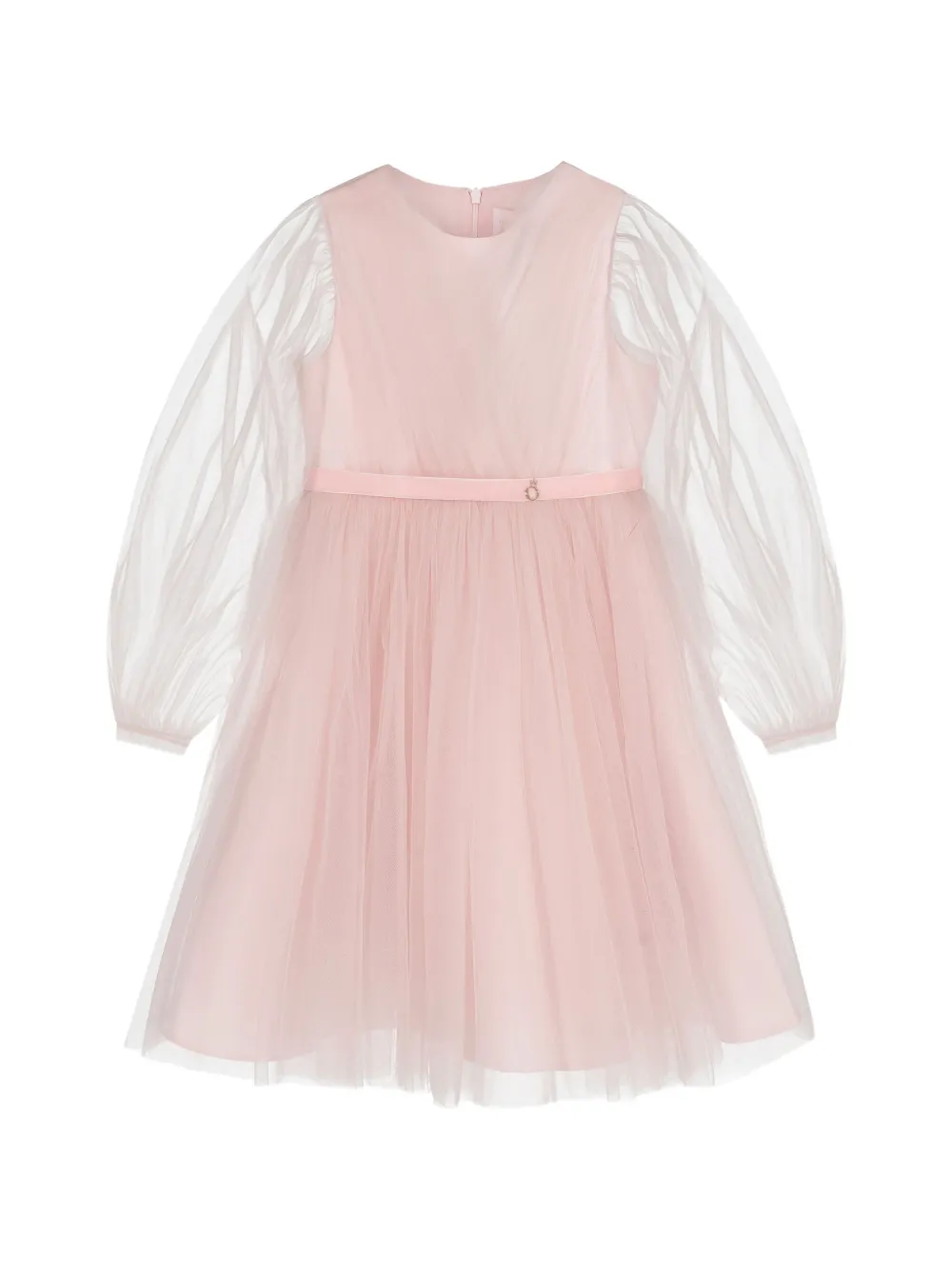 UNONA D'ART tulle-overlay long-sleeve dress - Rosa