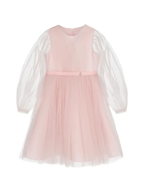 UNONA D'ART tulle-overlay long-sleeve dress