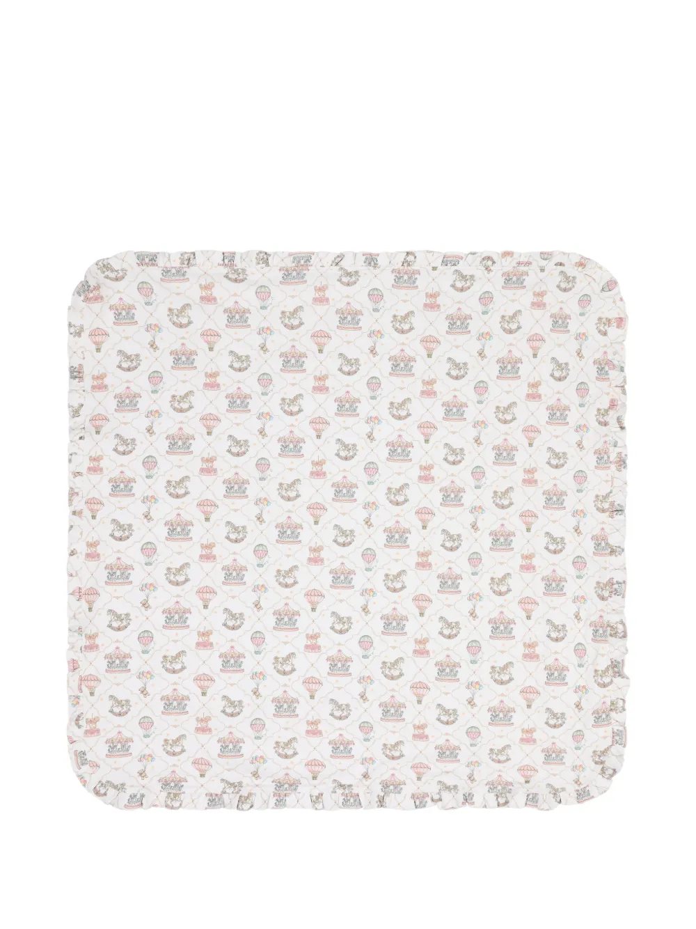 My Little Pie carousel-print ruffled blanket - Bianco