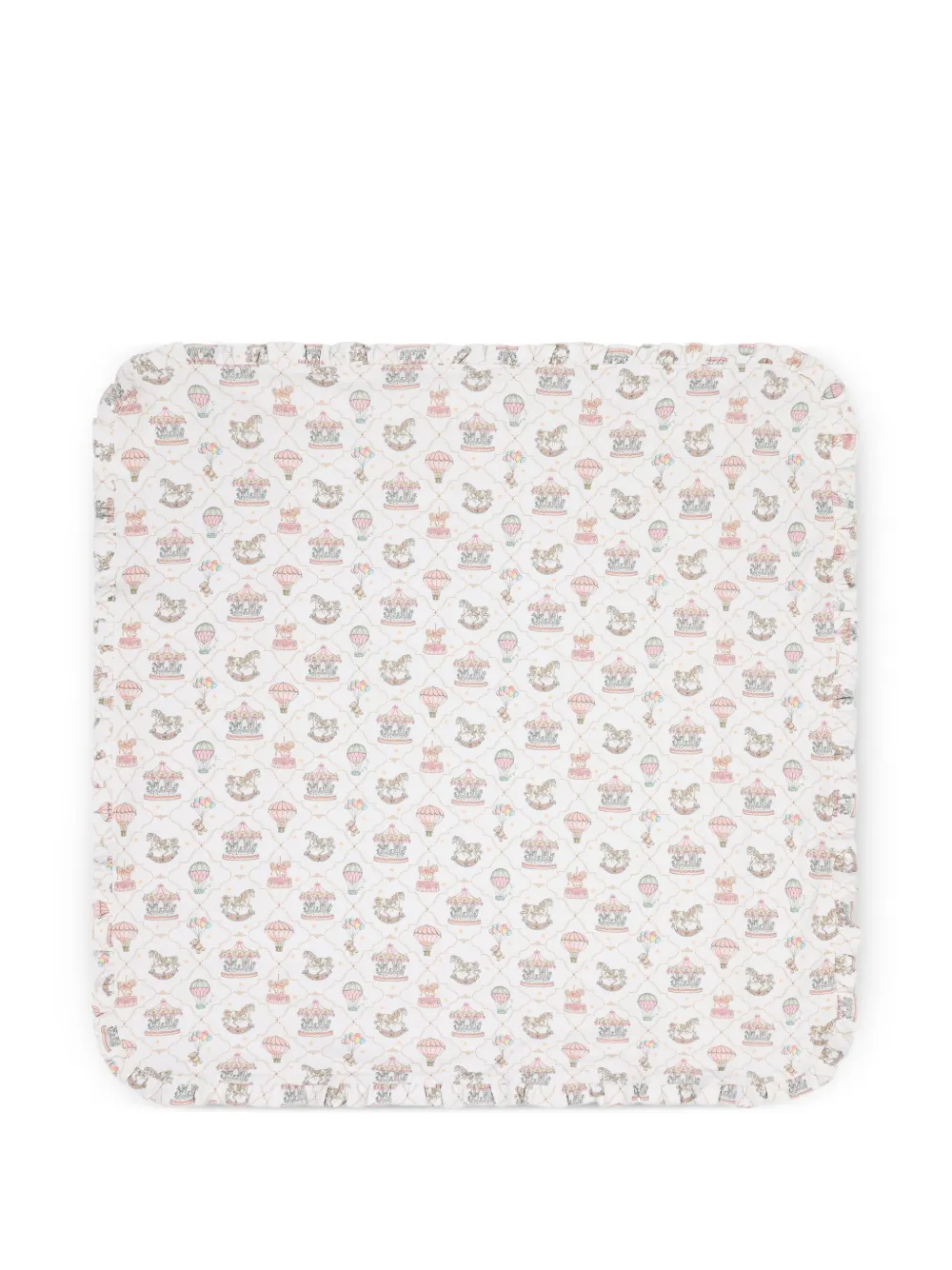 My Little Pie carousel-print ruffled blanket - White