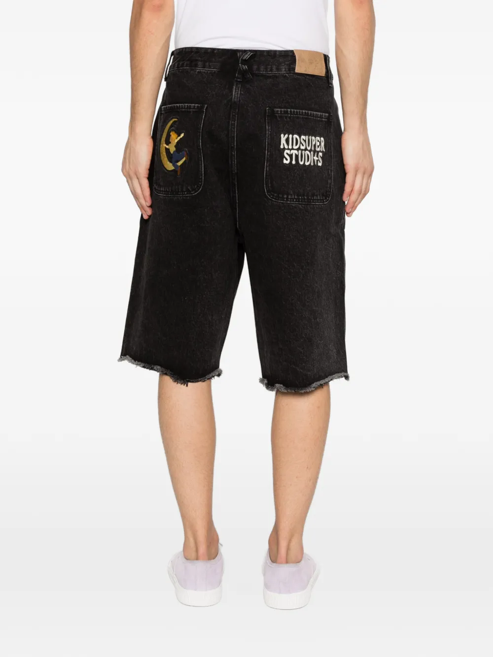 KidSuper Denim shorts met patches Zwart