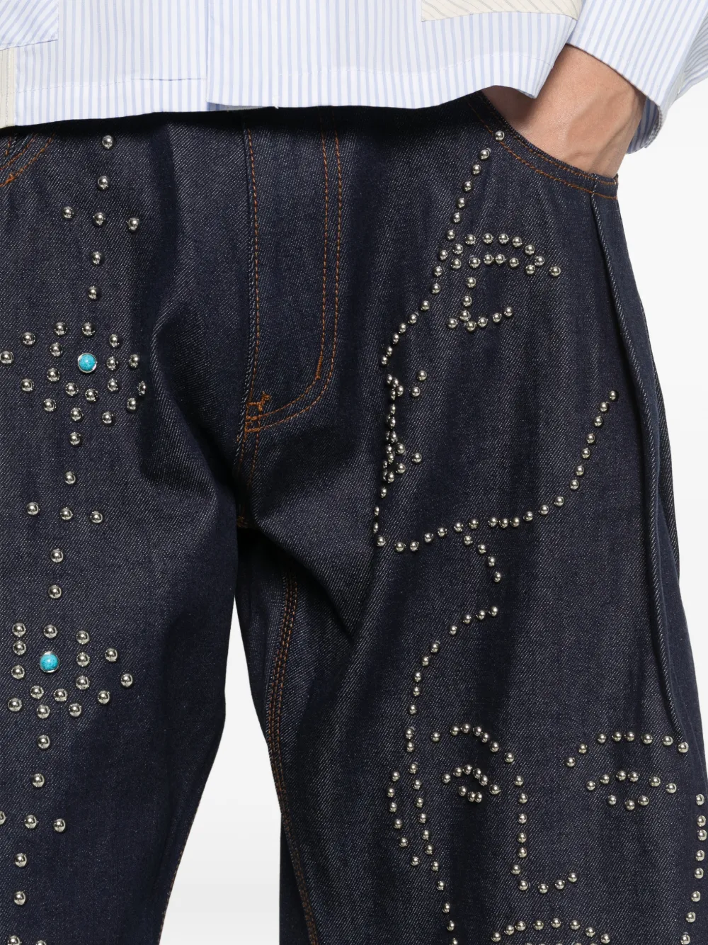 KidSuper Denim shorts verfraaid met studs Blauw