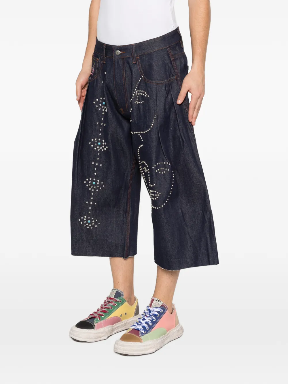 KidSuper Denim shorts verfraaid met studs Blauw