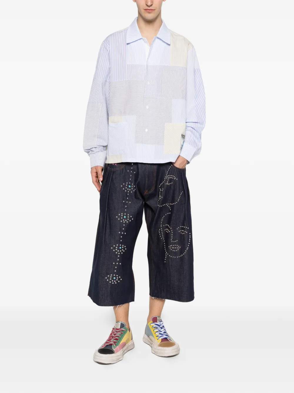 KidSuper Denim shorts verfraaid met studs Blauw