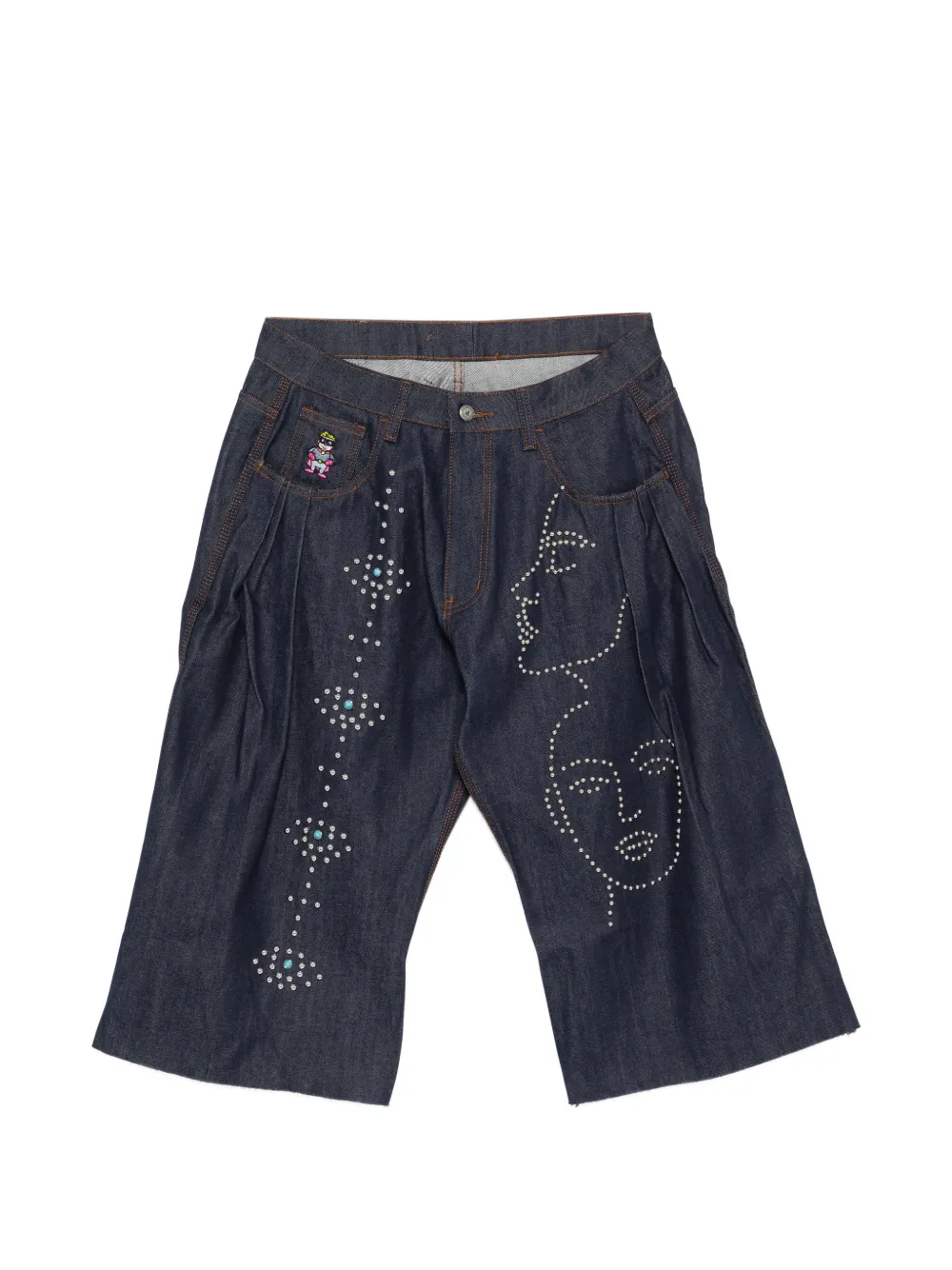 KidSuper stud-embellishment denim shorts - Blau