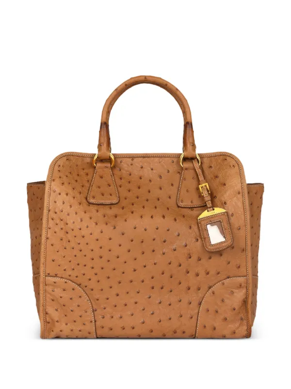 Prada Pre-owned Double Zip Top Handle Bag in Neutrals