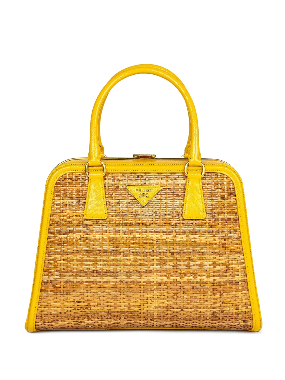 Prada Pre-Owned Wicker Saffiano leather frame tote bag - Toni neutri