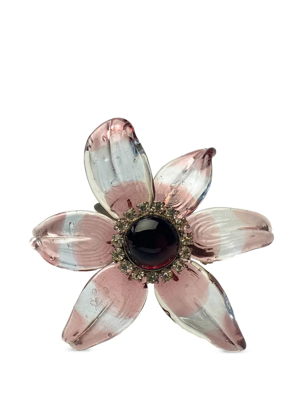 CHANEL Pre-Owned 1998 Gripoix glass flower brooch - Nero