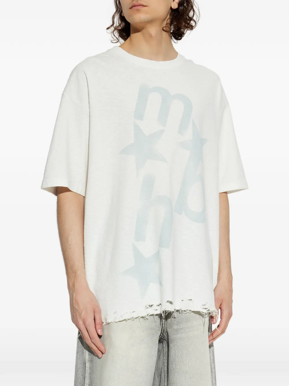 MISBHV Gerafeld T-shirt met logoprint Wit