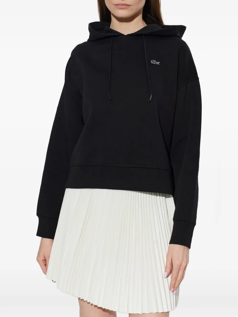 Lacoste Hoodie met logo-applicatie Zwart