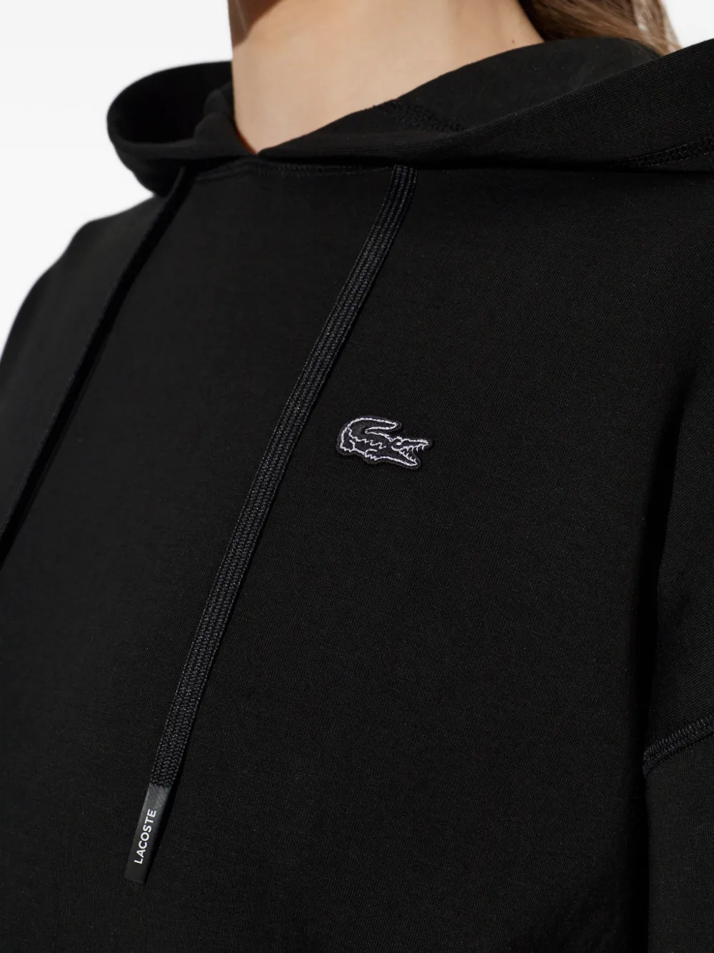 Lacoste Hoodie met logo-applicatie Zwart
