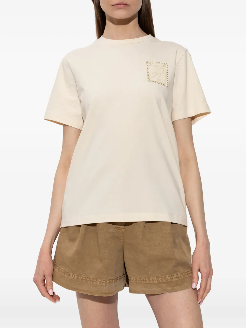 Moncler Grenoble T-shirt met geborduurde patch Beige