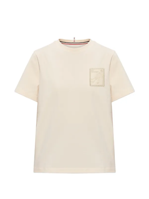 Moncler Grenoble Embroidered-patch T-shirt in Neutrals