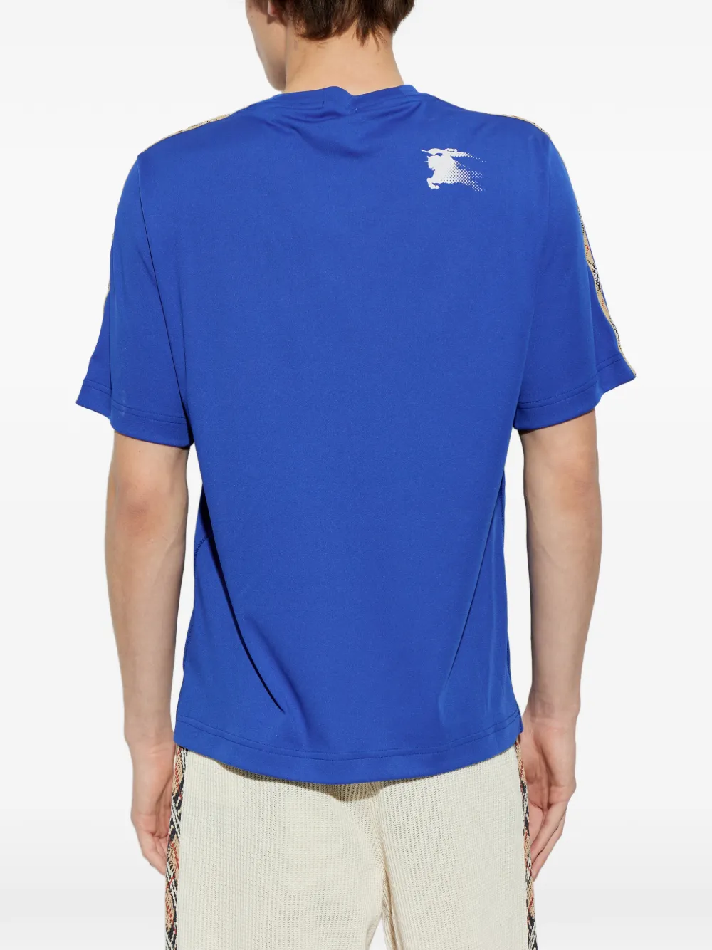 Burberry Jersey T-shirt met geruite afwerking Blauw