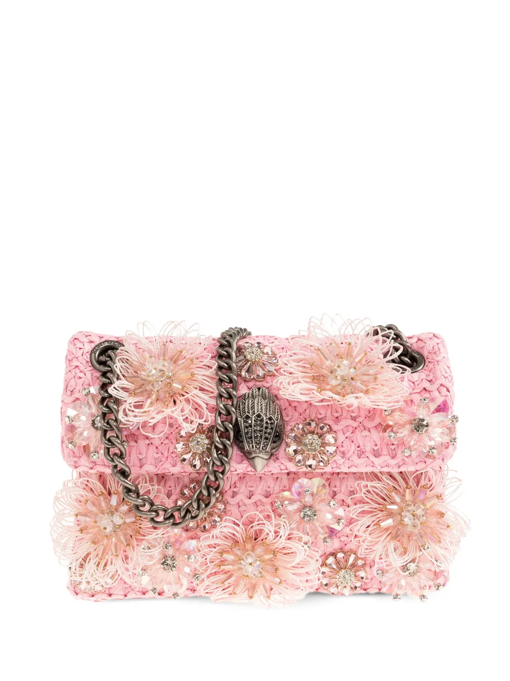 Kurt Geiger London mini Kensington floral-appliqué shoulder bag - Rosa