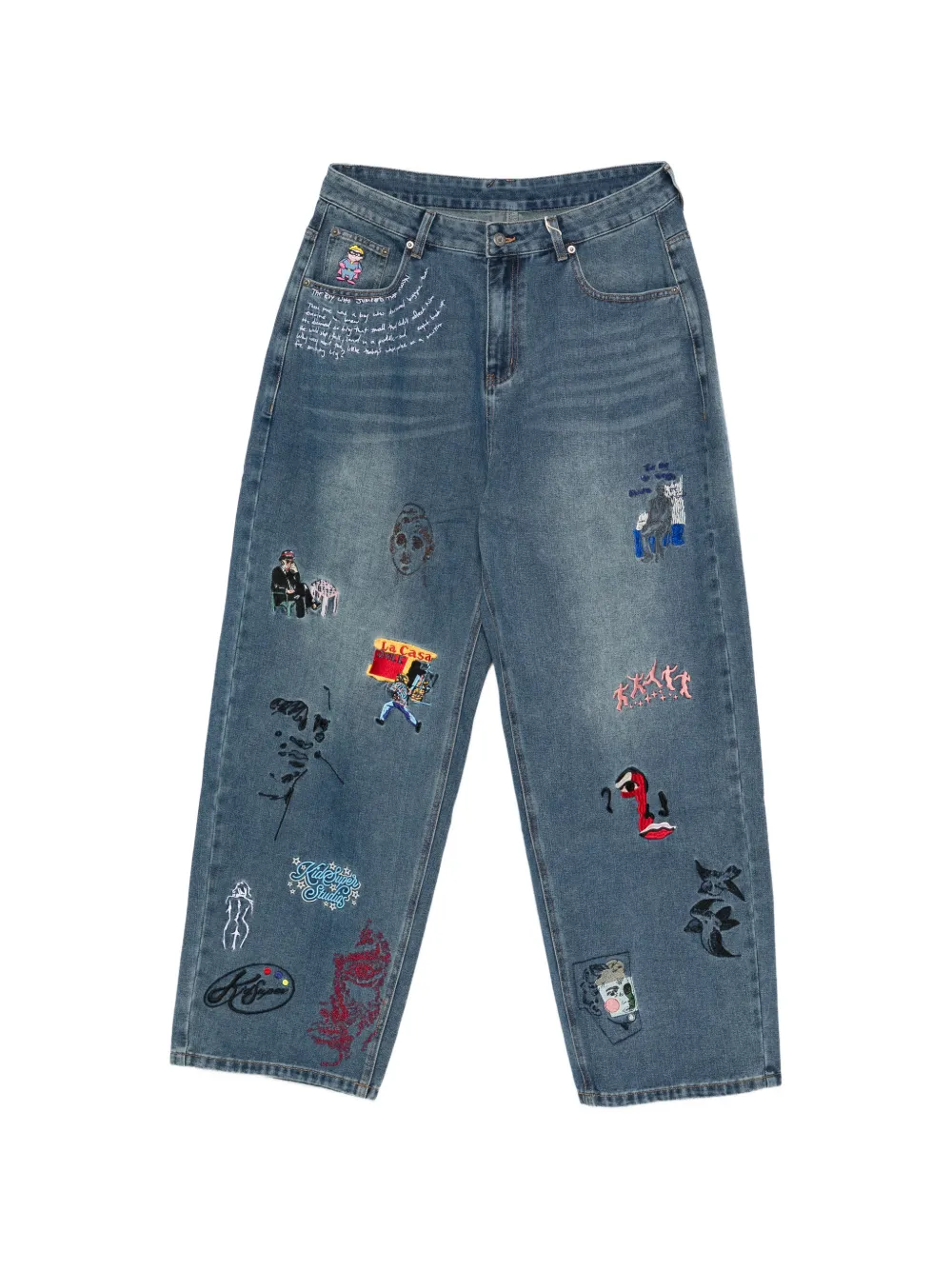 KidSuper embroidery jeans - Blu