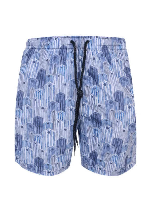 Drumohr Drawstring Slub-texture Shorts in Blue