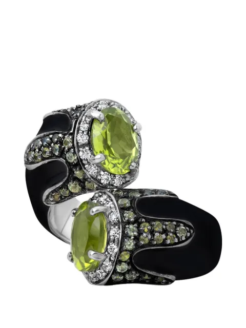 Andreoli diamond peridot bypass ring