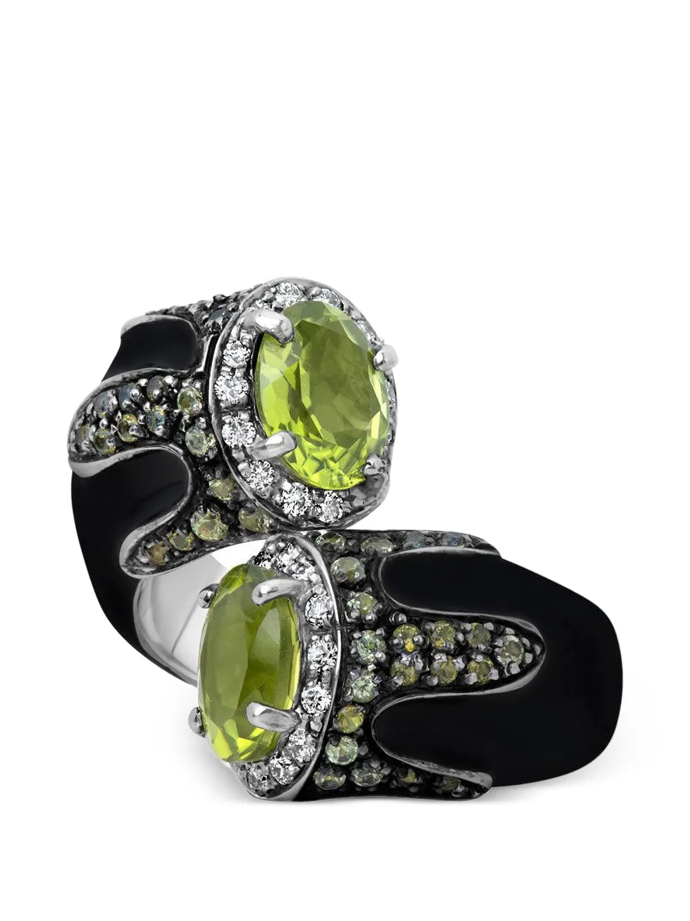 Andreoli diamond peridot bypass ring - Nero