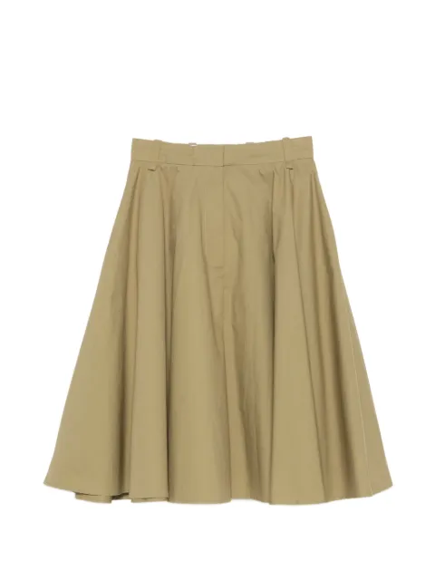 Nude pleated flared midi skirt