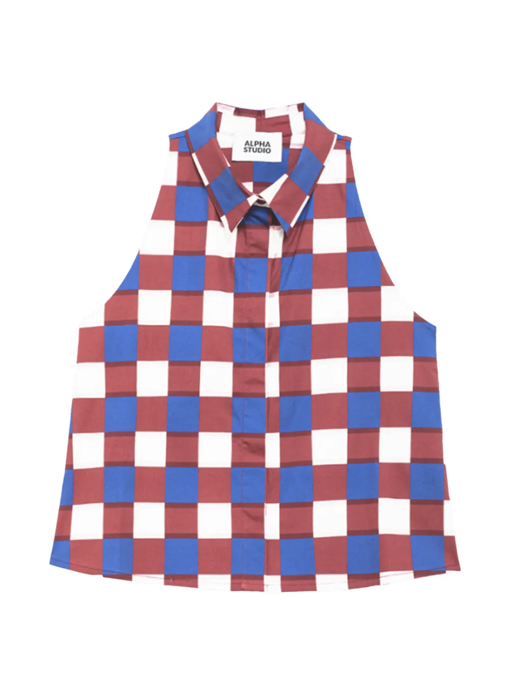 ALPHA STUDIO checked collar top - Rosso