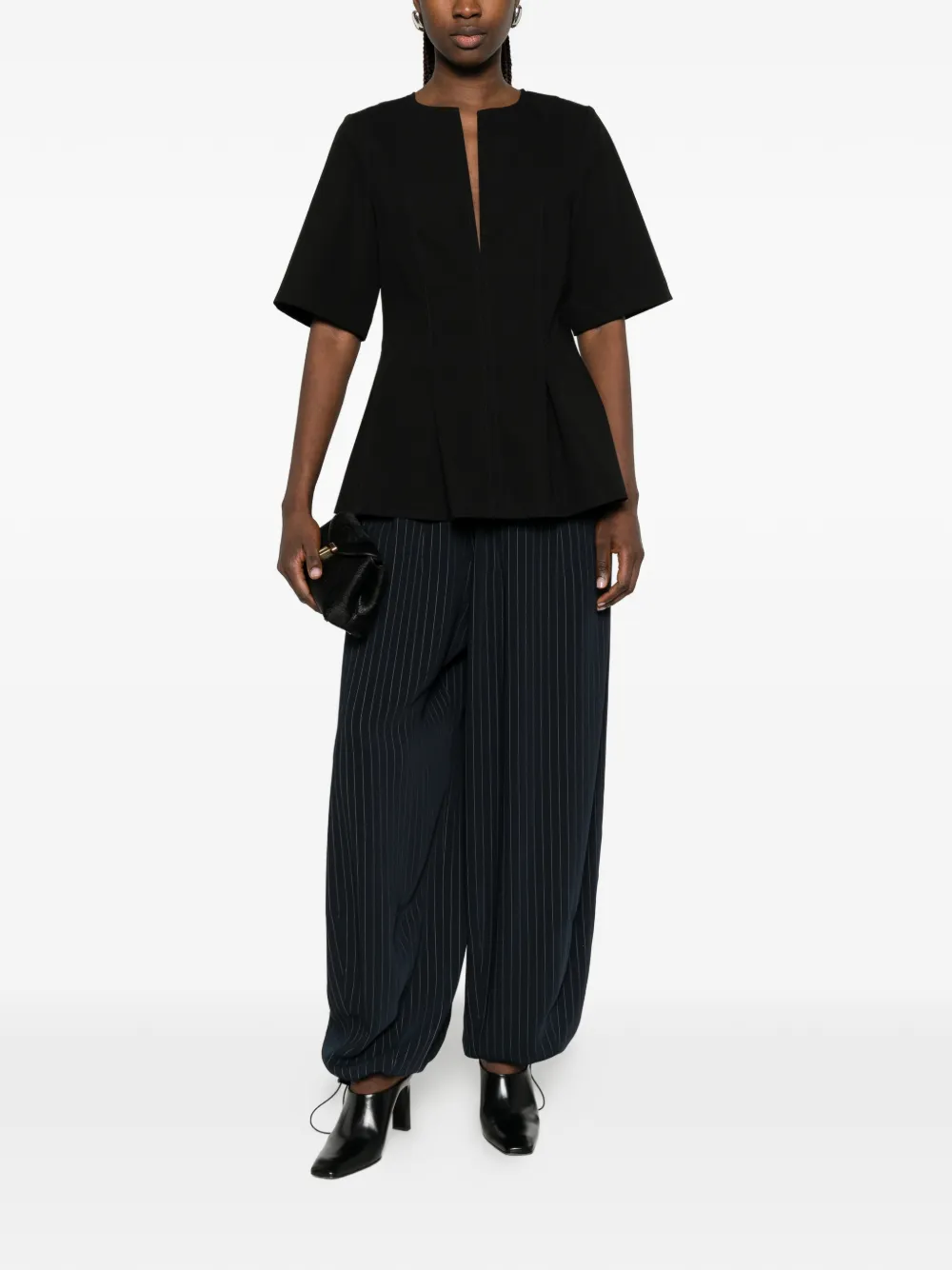 TOTEME Flared blouse met split Zwart