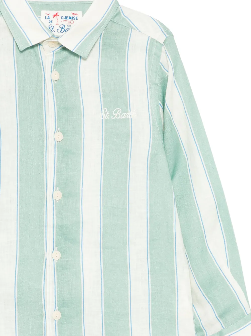 MC2 Saint Barth Kids Agnes shirt met borduurwerk en verticale streep Groen