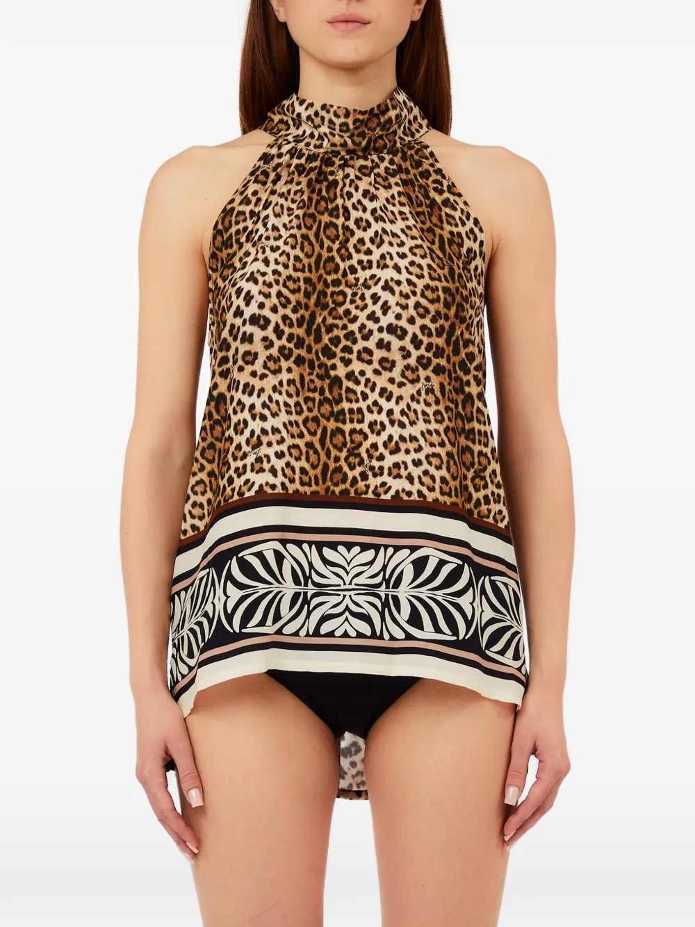 LIU JO tie neck animal top - Toni neutri