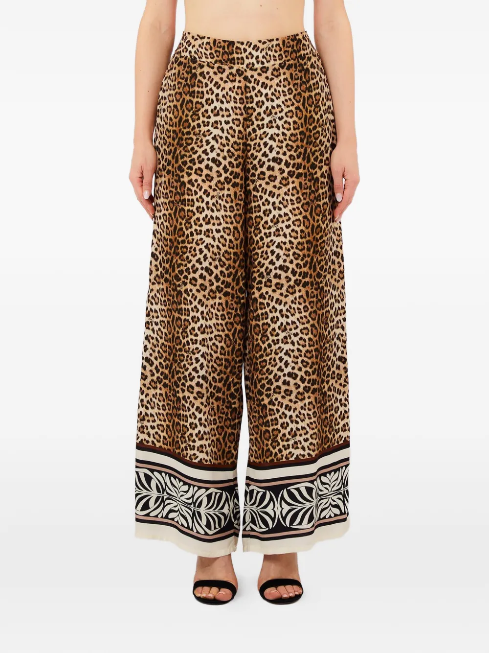 LIU JO leopard print border trousers - Nude