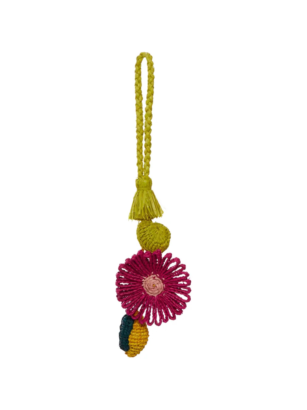 Ibeliv Raffia Floral Bag Charm In Green