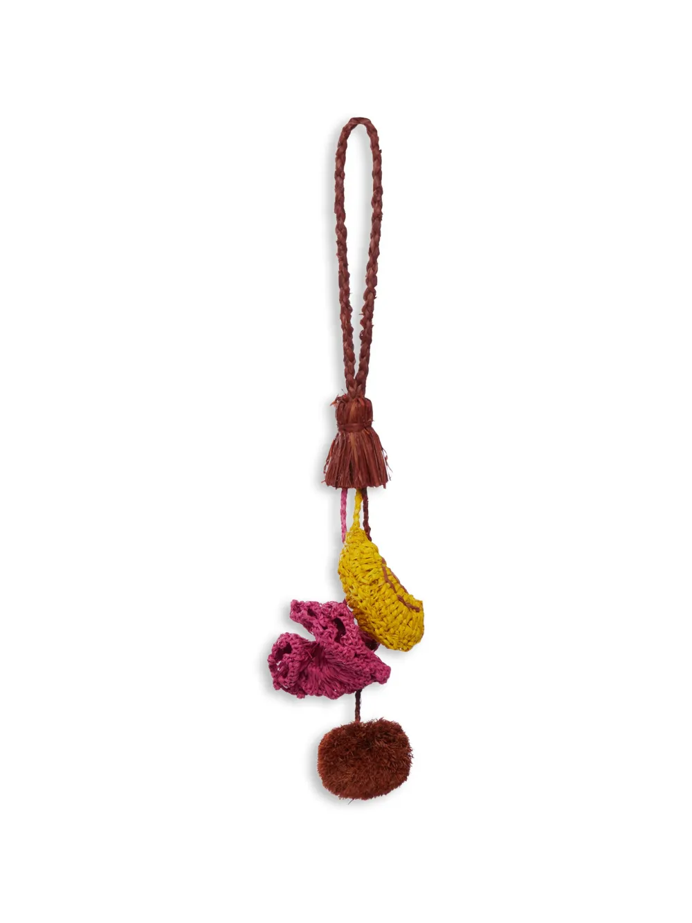 IBELIV tassel raffia bag charm - Marrone