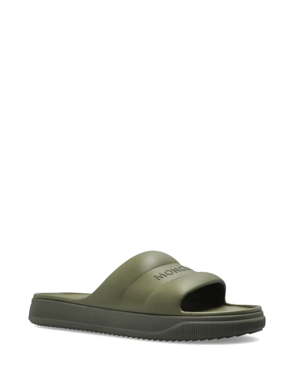 Moncler logo-embossed sliders Groen