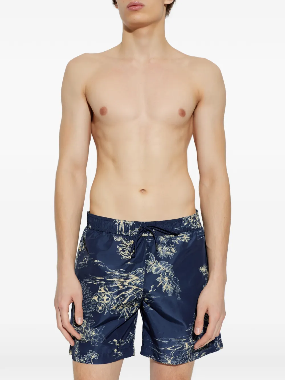 Moncler Zwembroek met bloemenprint Blauw