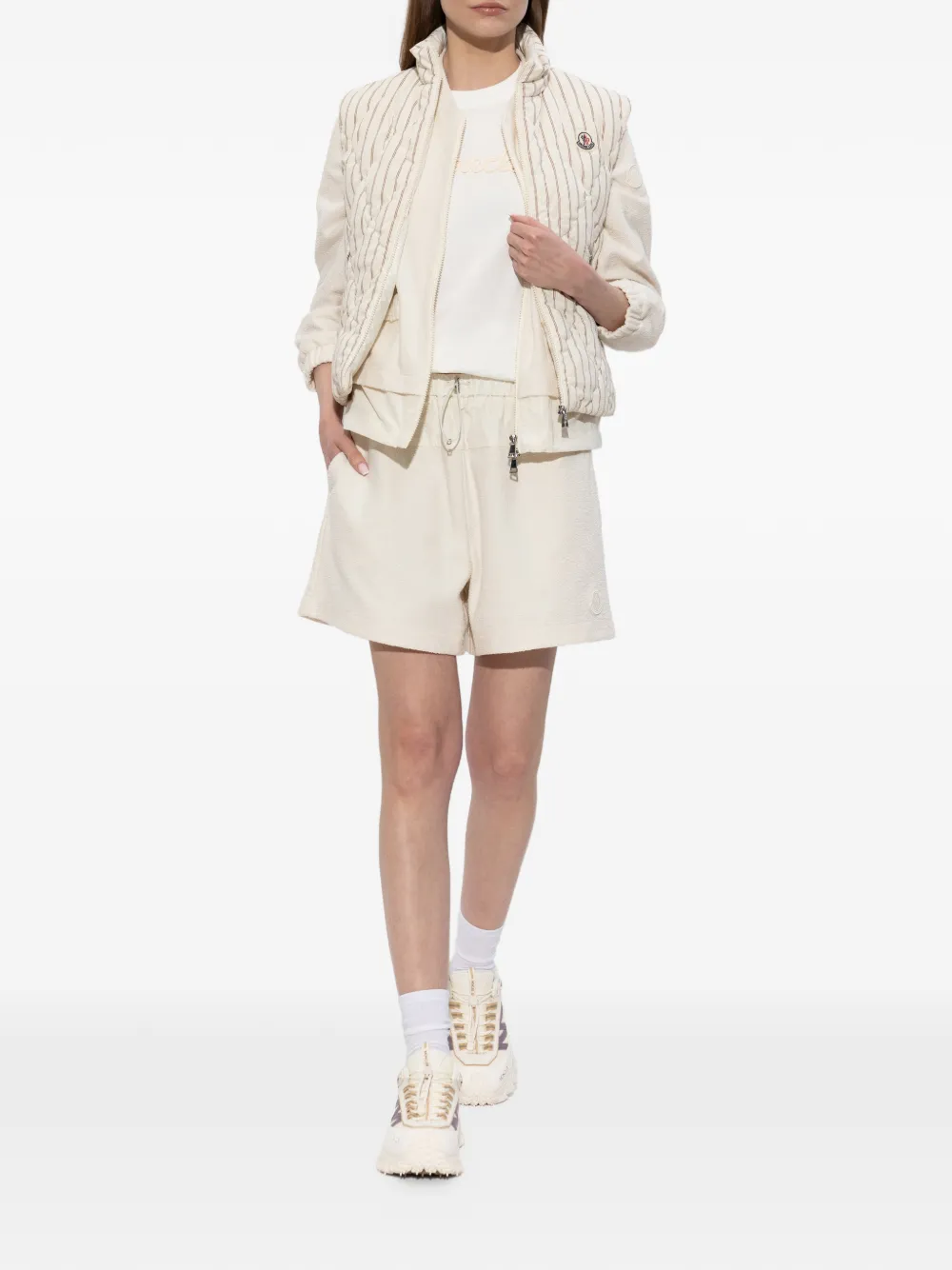 Moncler Aussa bodywarmer met krijtstreep Beige