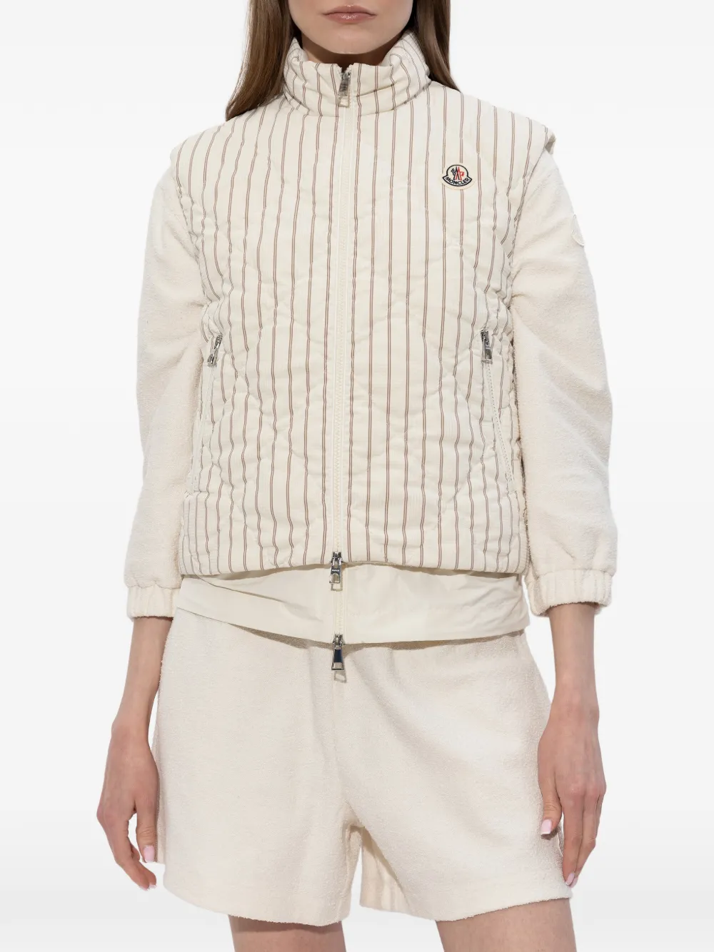 Moncler Aussa bodywarmer met krijtstreep Beige