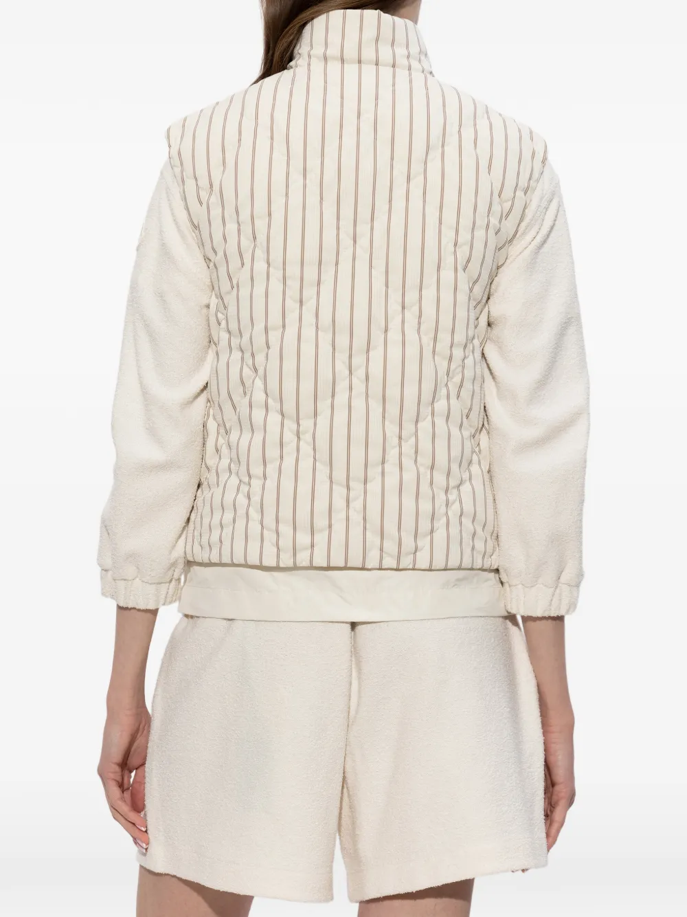 Moncler Aussa bodywarmer met krijtstreep Beige