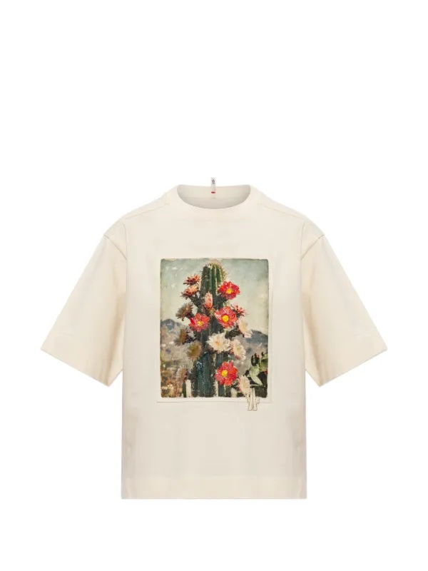 Moncler Grenoble Cactus-print T-shirt in Neutrals
