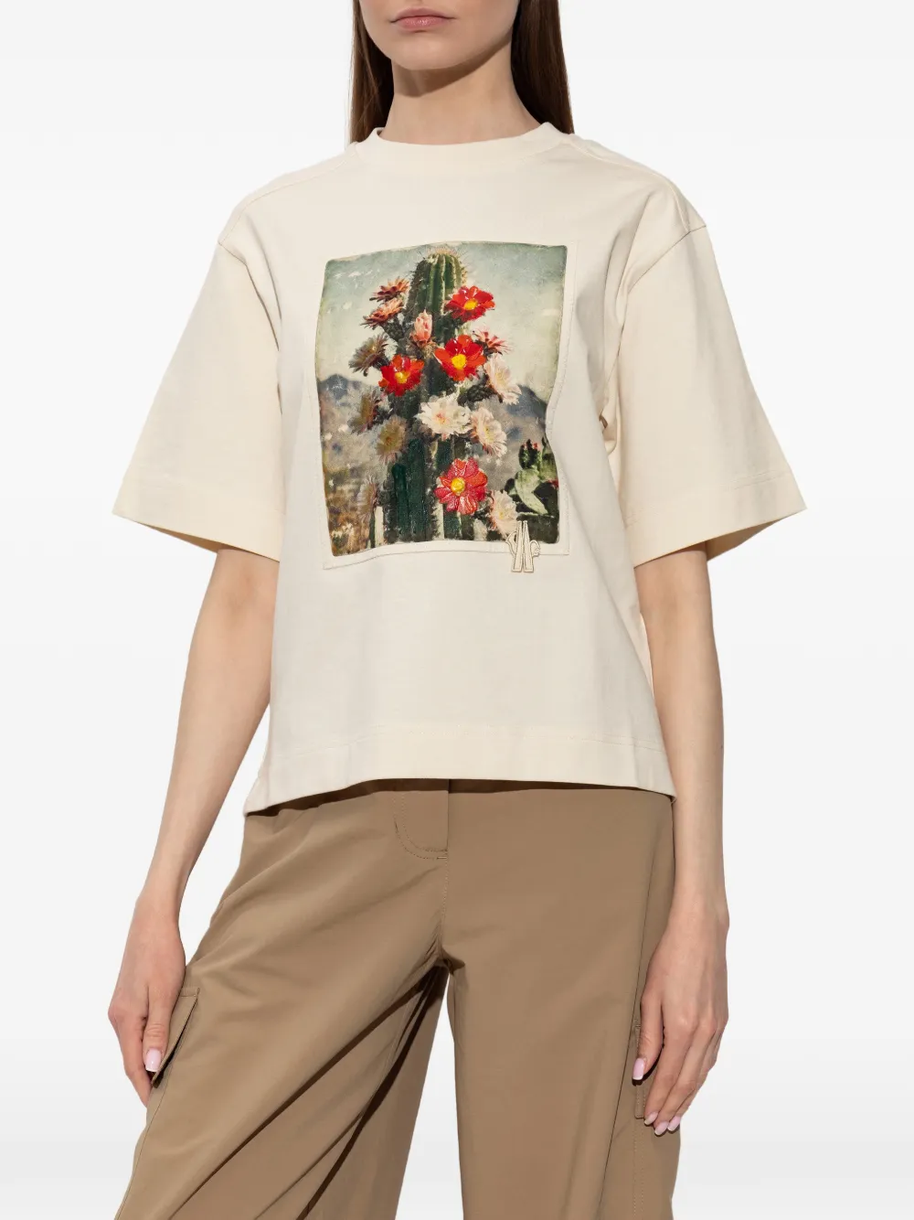 Moncler Grenoble T-shirt met print Beige