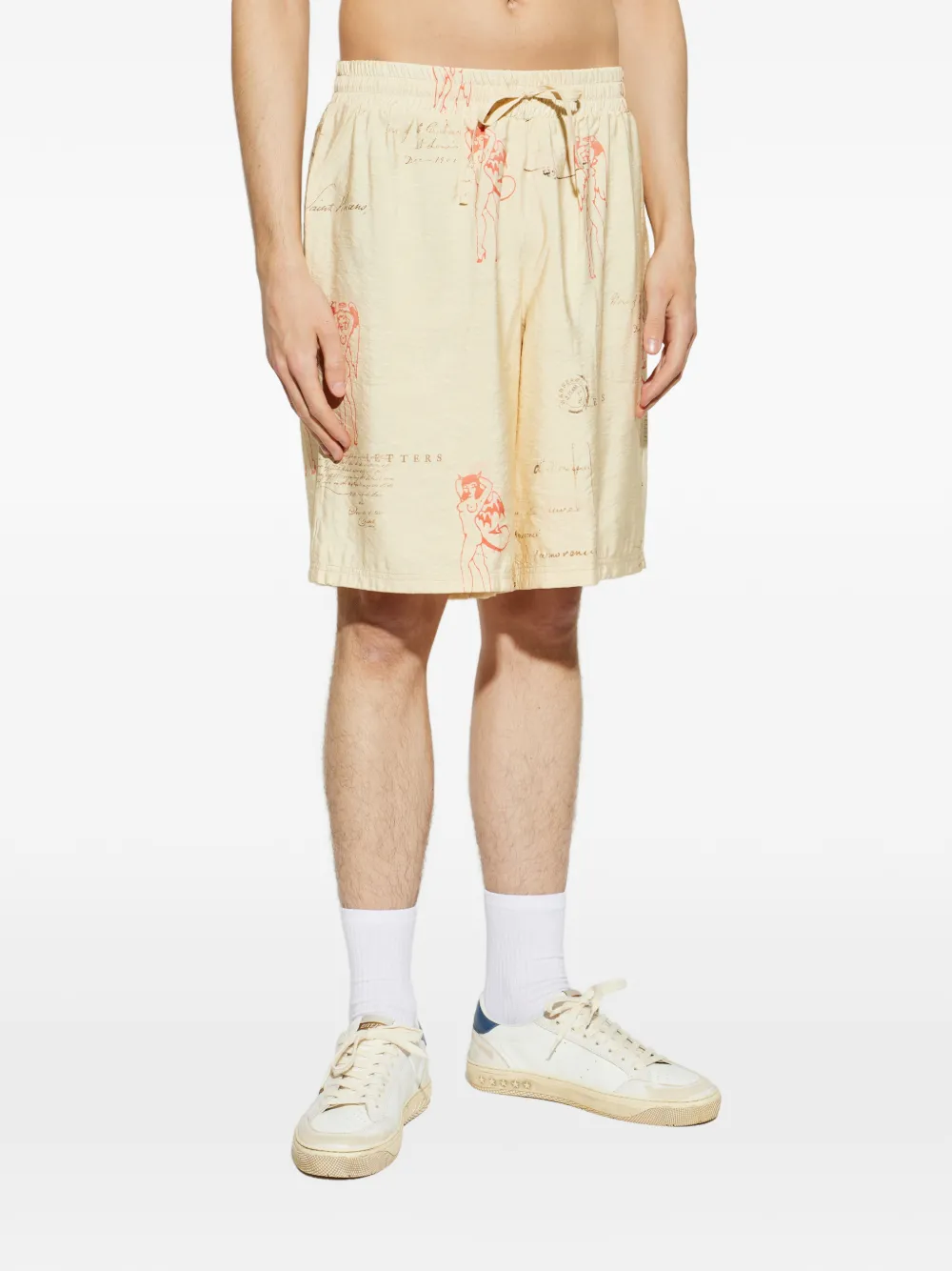 MISBHV Shorts met trekkoord en print Geel