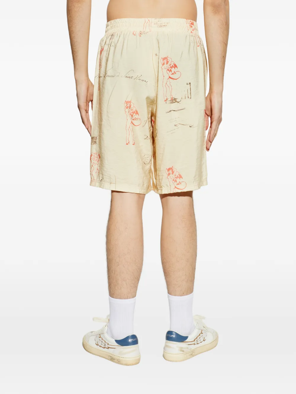 MISBHV Shorts met trekkoord en print Geel