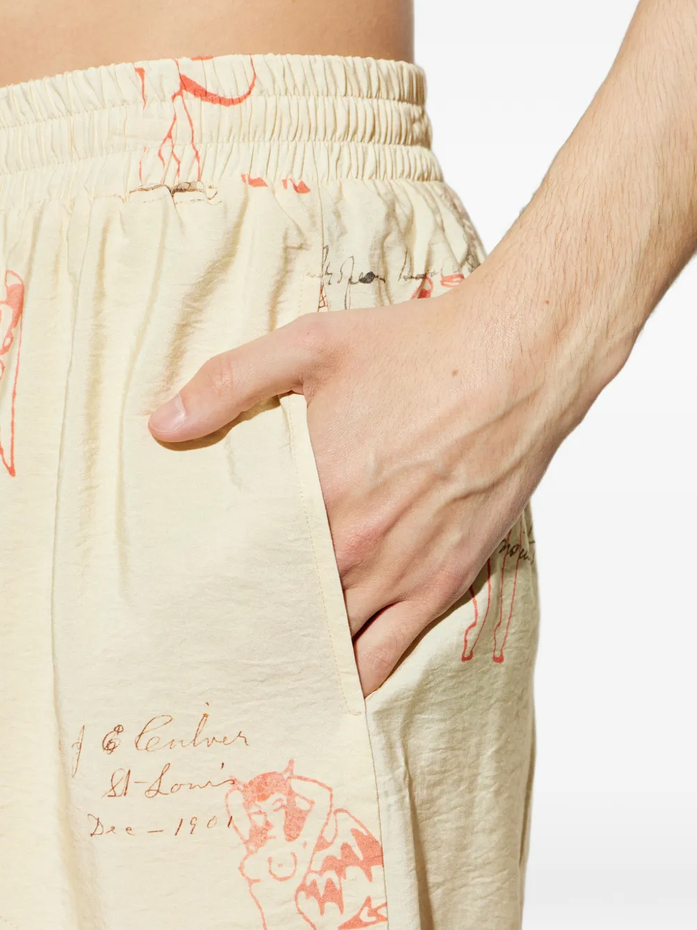 MISBHV Shorts met trekkoord en print Geel