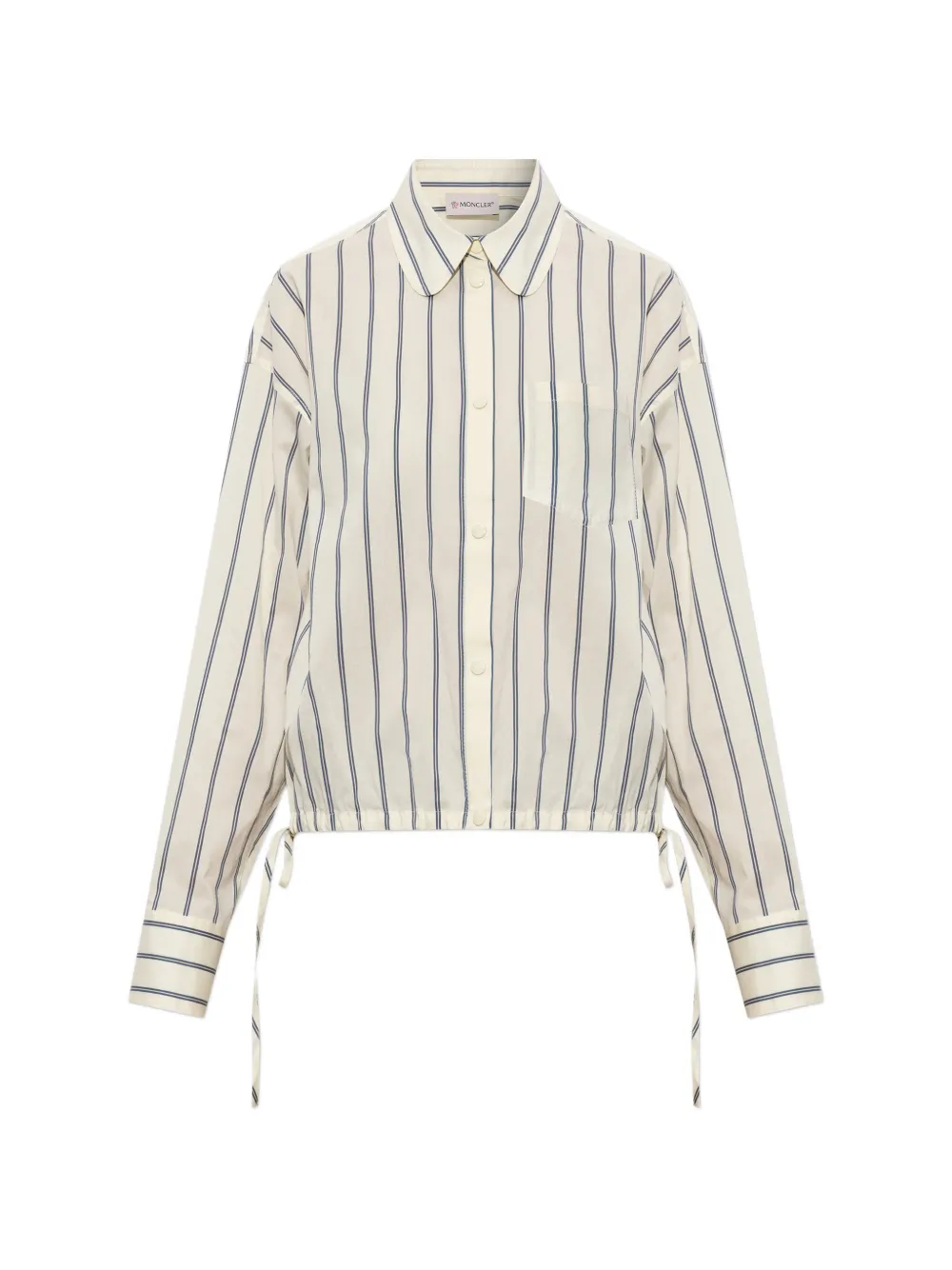 Moncler Katoenen blouse met trekkoord en strepen Beige