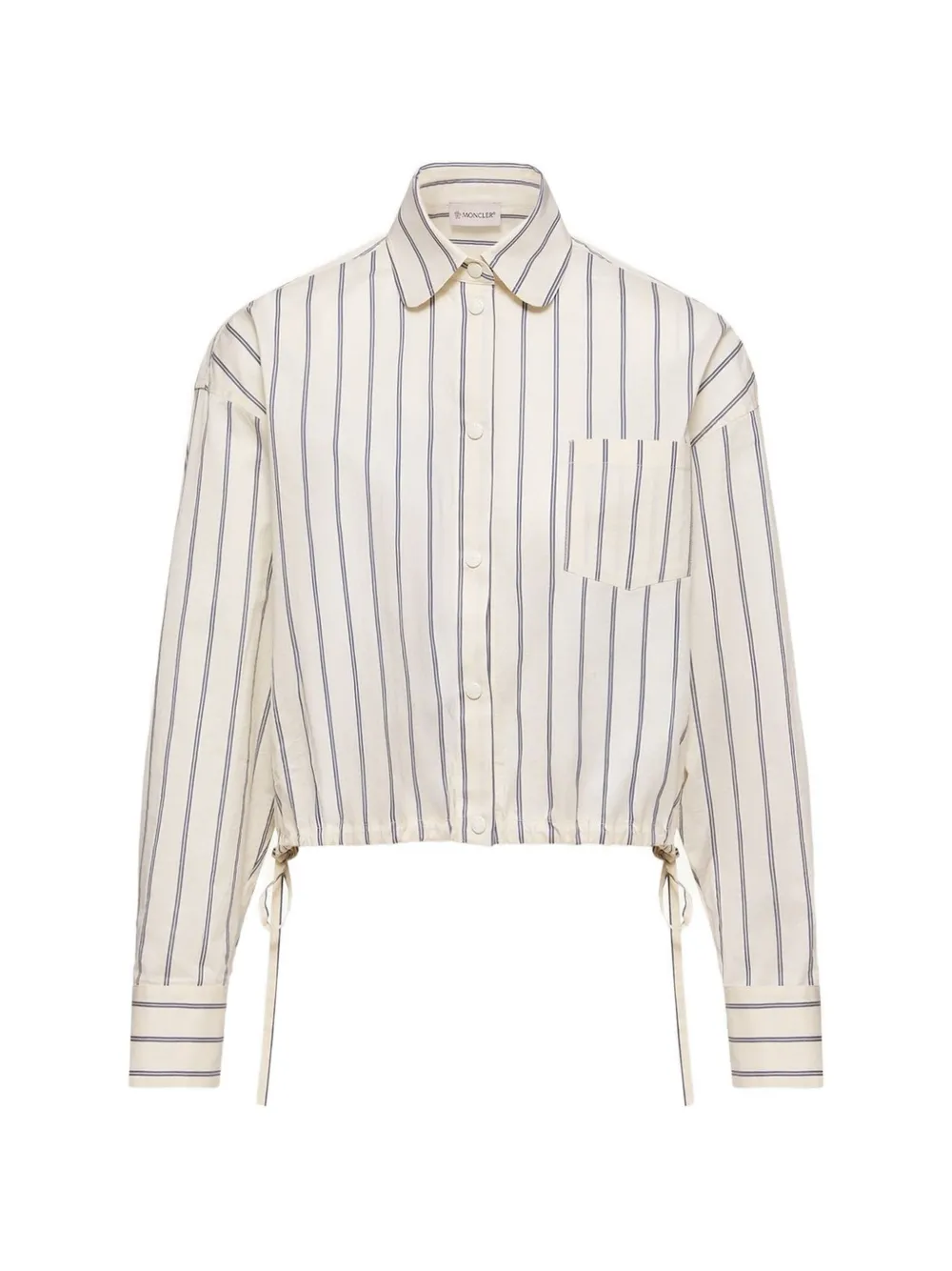 Moncler Gestreept katoenen en zijden blouse met lange mouwen Beige