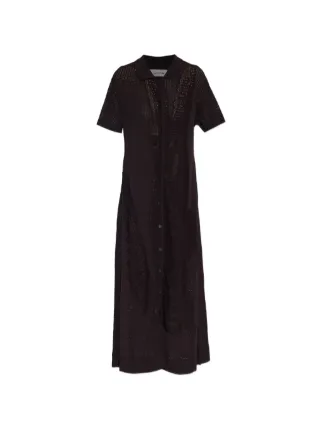 lacoste knit dress short-sleeve Collared Knitted Midi | Brown nav-550