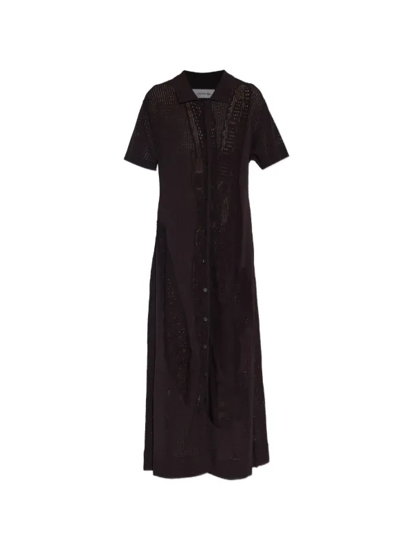 Lacoste short-sleeve Collared Knitted Midi Dress | Brown | FARFETCH BH