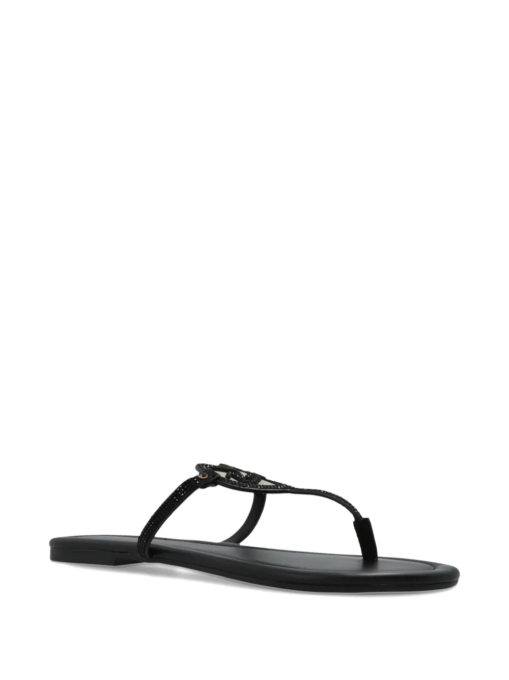 Kurt Geiger London heart-detail flat leather sandals Zwart